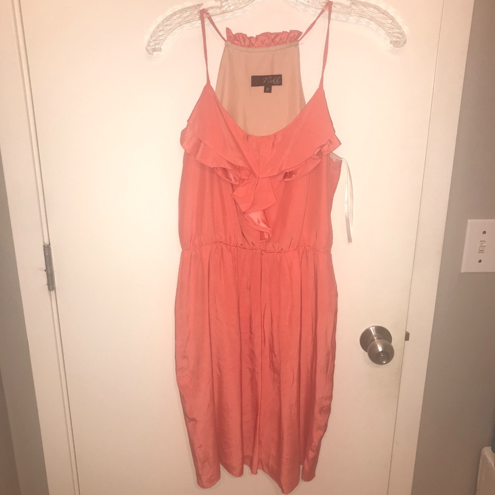 Nell Couture 100% Silk Ruffle Front Dress